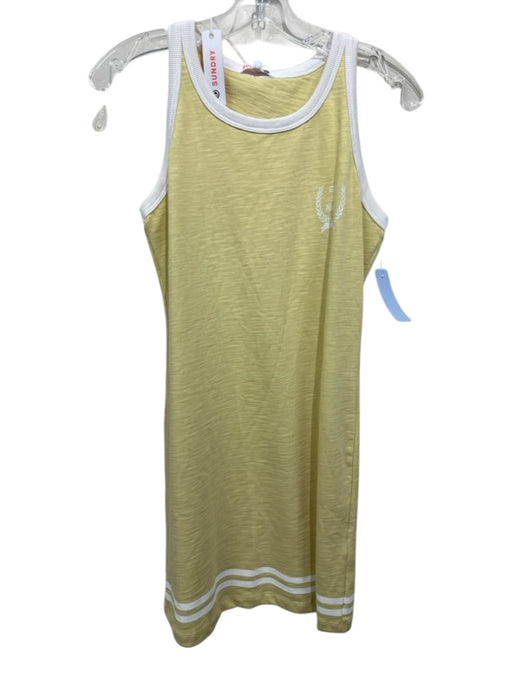 Sundry Size XS Yellow & Cream Cotton Varsity Stripe Racerback Tennis Dress Yellow & Cream / XS