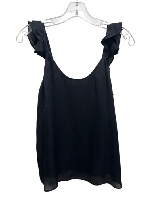 Cami NYC Size XS Black Silk flounce Scoop Neck Sleeveless Top Black / XS