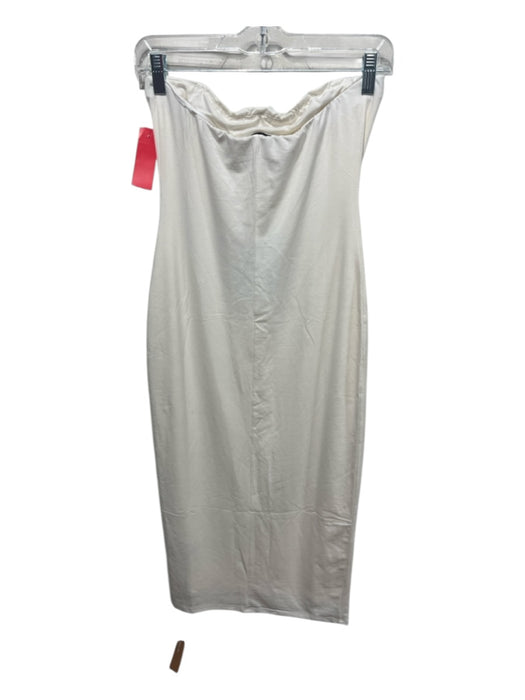 Reformation Size XS Cream White Tencel Blend Strapless Elastic Midi Dress Cream White / XS
