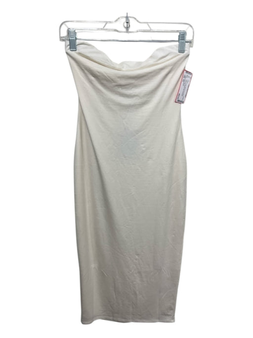 Reformation Size XS Cream White Tencel Blend Strapless Elastic Midi Dress Cream White / XS