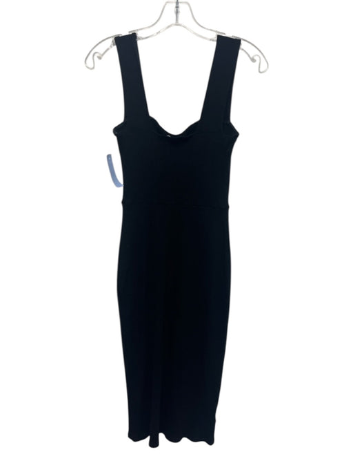 Reformation Size XS Black Tencel Blend Ribbed Knit Side Slit Thick Strap Dress Black / XS
