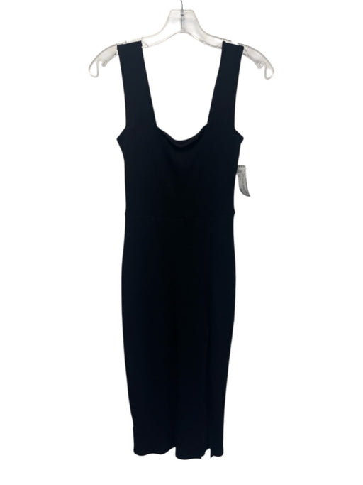Reformation Size XS Black Tencel Blend Ribbed Knit Side Slit Thick Strap Dress Black / XS