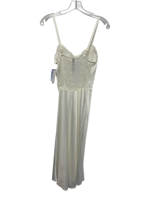 Flora Nikrooz Size S Ivory White Polyester Mesh Floral Lace Slip Midi Dress Ivory White / S