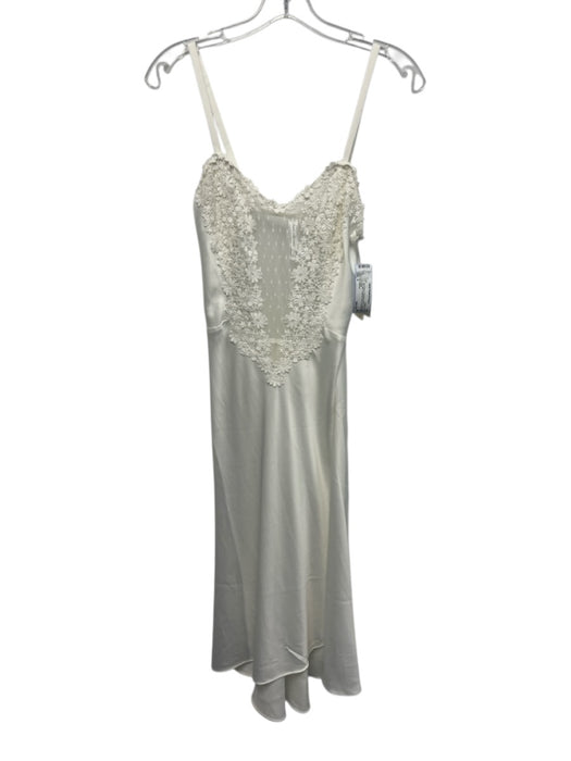 Flora Nikrooz Size S Ivory White Polyester Mesh Floral Lace Slip Midi Dress Ivory White / S