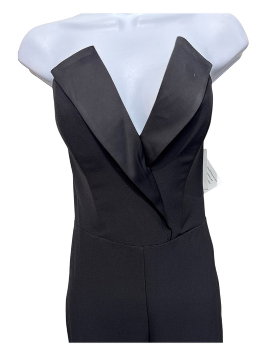 Aidan Aidan Mattox Size 2 Black Polyester Blend Strapless Satin V Neck Jumpsuit Black / 2