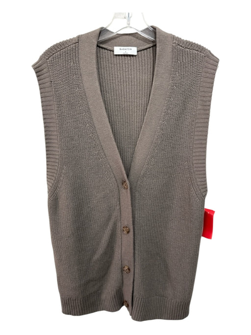 Babaton Size S Taupe Gray Merino Wool V Neck Button Chunky Knit Cardigan Taupe Gray / S
