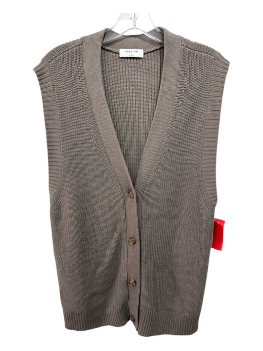 Babaton Size S Taupe Gray Merino Wool V Neck Button Chunky Knit Cardigan Taupe Gray / S