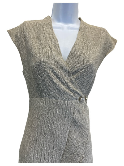 Chanel Size 36 Beige & Gray Cotton & Wool Sleeveless Boucle V Neck Mini Dress Beige & Gray / 36