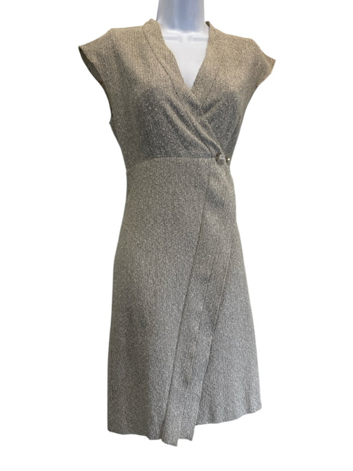 Chanel Size 36 Beige & Gray Cotton & Wool Sleeveless Boucle V Neck Mini Dress Beige & Gray / 36