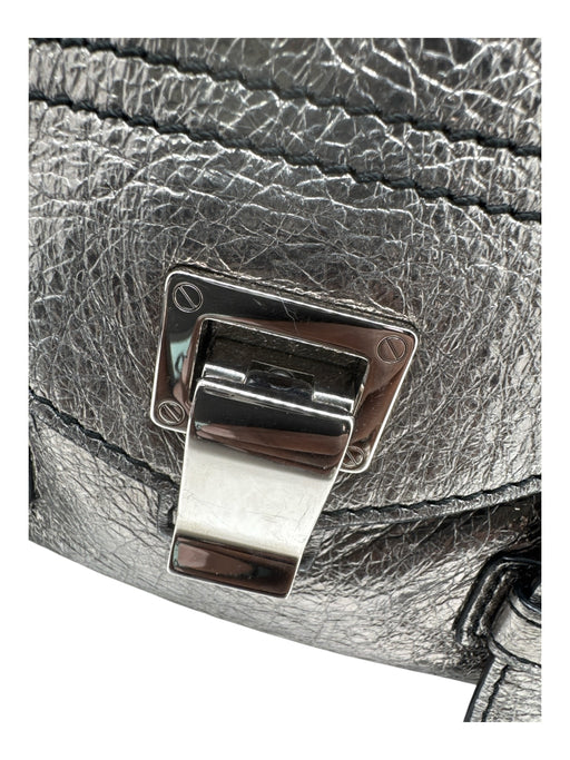 Proenza Schouler Silver & Black Leather silver tone hardware Textured Bag Silver & Black