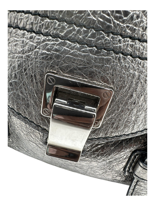 Proenza Schouler Silver & Black Leather silver tone hardware Textured Bag Silver & Black