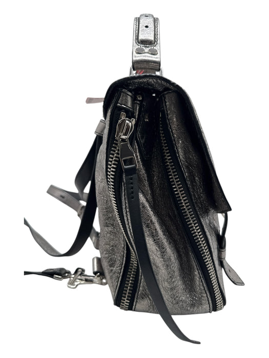 Proenza Schouler Silver & Black Leather silver tone hardware Textured Bag Silver & Black