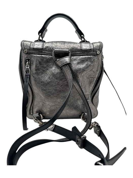 Proenza Schouler Silver & Black Leather silver tone hardware Textured Bag Silver & Black