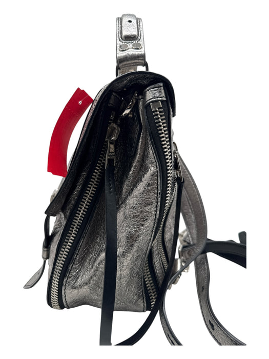 Proenza Schouler Silver & Black Leather silver tone hardware Textured Bag Silver & Black