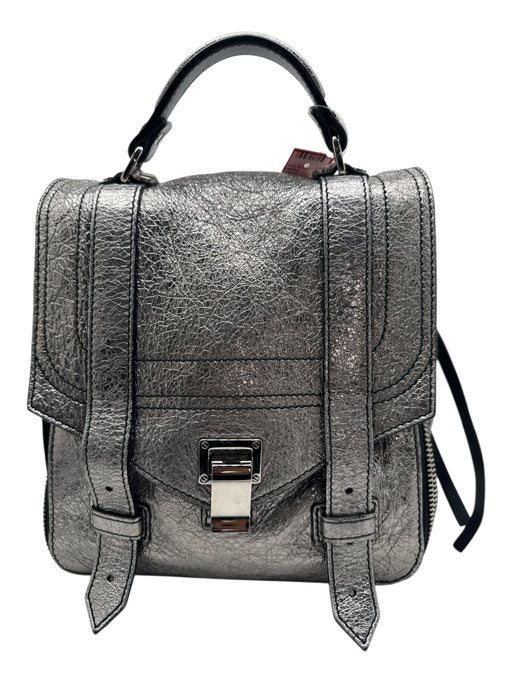 Proenza Schouler Silver & Black Leather silver tone hardware Textured Bag Silver & Black