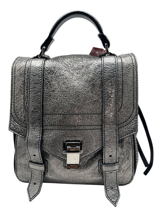 Proenza Schouler Silver & Black Leather silver tone hardware Textured Bag Silver & Black