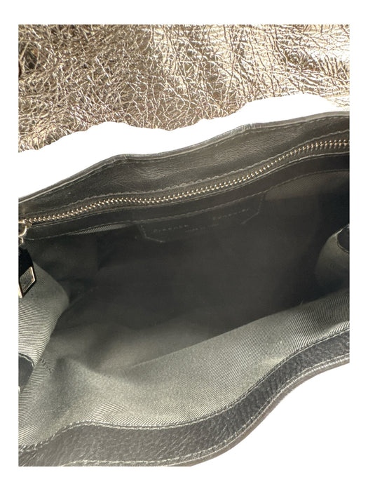 Proenza Schouler Silver & Black Leather silver tone hardware Textured Bag Silver & Black