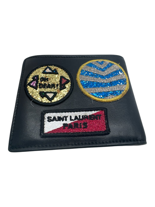 Saint Laurent Black & Multi Leather & Canvas Patch Detailing Bifold Wallets Black & Multi