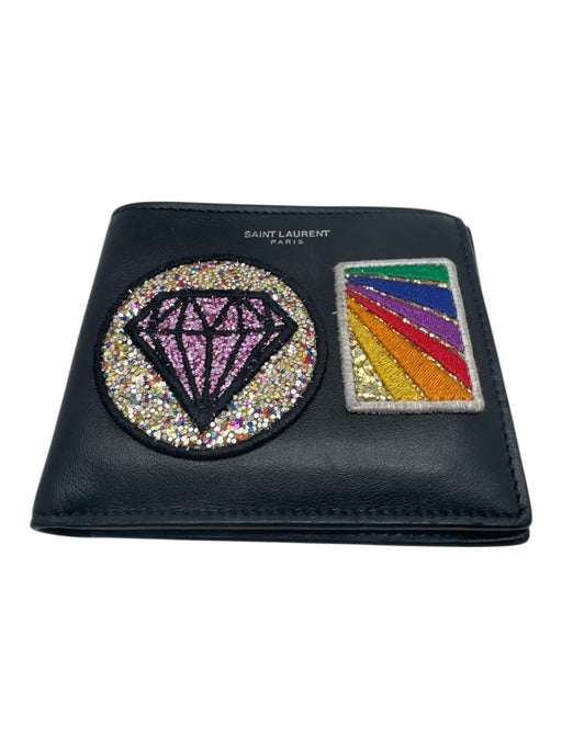 Saint Laurent Black & Multi Leather & Canvas Patch Detailing Bifold Wallets Black & Multi