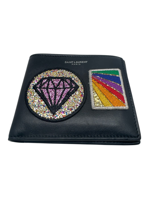Saint Laurent Black & Multi Leather & Canvas Patch Detailing Bifold Wallets Black & Multi