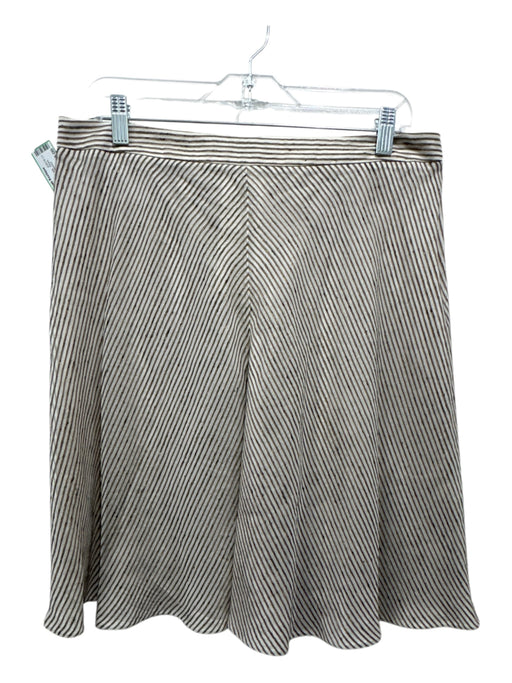 Giorgio Armani Size 44 White & Brown Viscose & Silk Stripe Surplice Zip Up Skirt White & Brown / 44