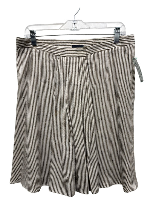 Giorgio Armani Size 44 White & Brown Viscose & Silk Stripe Surplice Zip Up Skirt White & Brown / 44