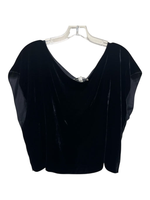 Zoran Size S Black Silk Wide Neck Cap Sleeve Elastic Waist Velvet Pant Set Black / S