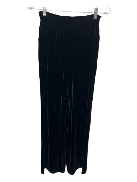 Zoran Size S Black Silk Wide Neck Cap Sleeve Elastic Waist Velvet Pant Set Black / S