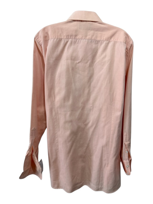 Hideoki Size Est M Orange Cotton Solid Button Up Men's Long Sleeve Shirt Orange / Est M