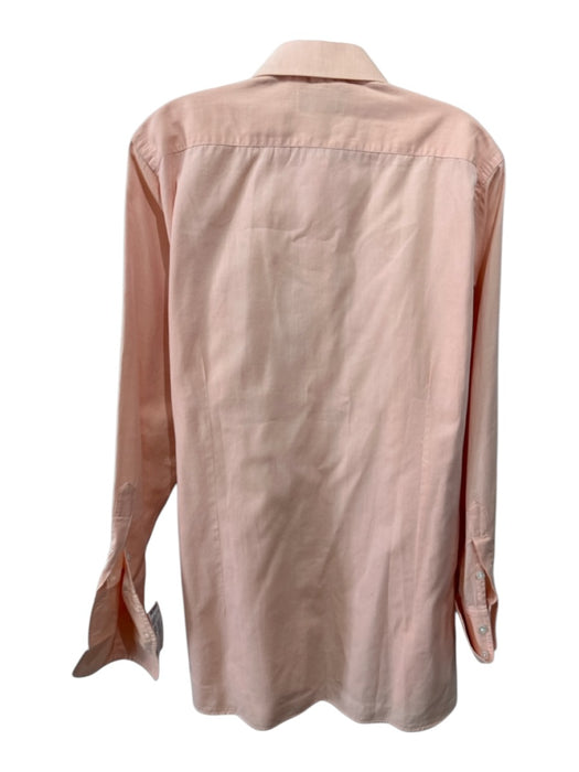 Hideoki Size Est M Orange Cotton Solid Button Up Men's Long Sleeve Shirt Orange / Est M
