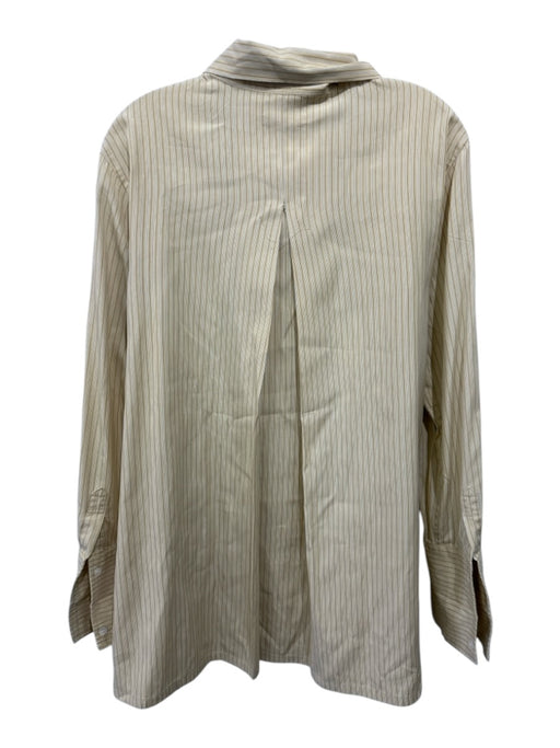 Kal Rieman Size 12 Tan & Blue Cotton Striped Button up Men's Long Sleeve Shirt Tan & Blue / 12