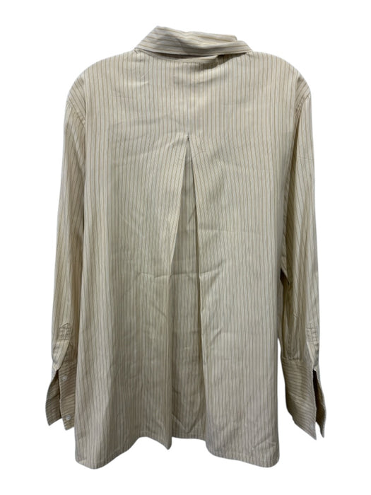 Kal Rieman Size 12 Tan & Blue Cotton Striped Button up Men's Long Sleeve Shirt Tan & Blue / 12