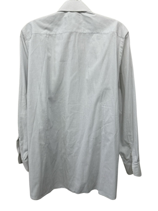 Hideoki Size Est M White & Black Cotton Dots Button Up Men's Long Sleeve Shirt White & Black / Est M