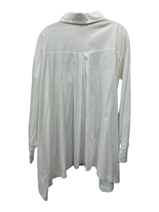 Planet AS IS Size One Size White Cotton Solid Button Up Men's Long Sleeve Shirt White / One Size