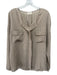 Shirt Size 3 Brown & White Silk Long Sleeve Striped Button Front Collar Top Brown & White / 3