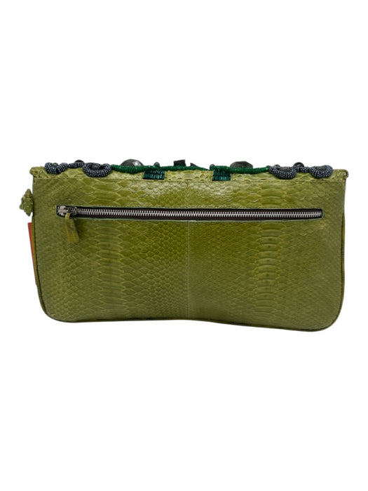 Sabbatha Green, Purple, Black Python Semi Precious Stone Owls Flap Clutch Bag Green, Purple, Black / Medium