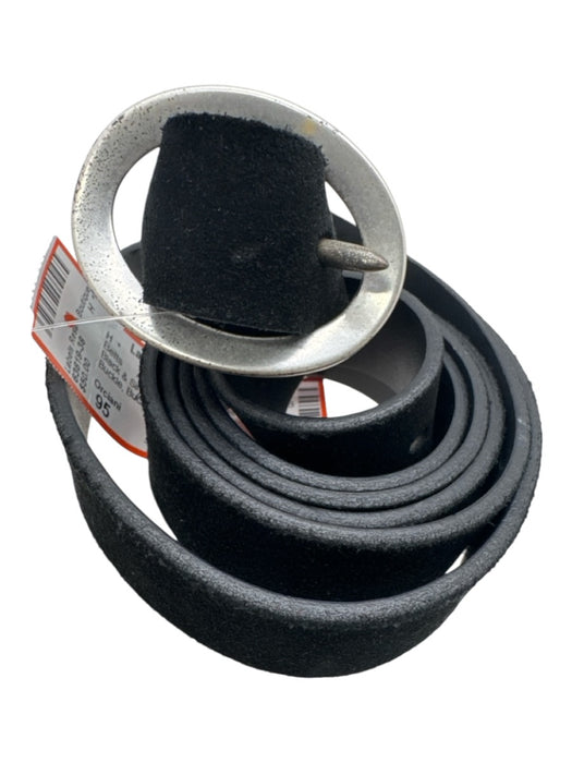 Orciani Black & Silver Sueded Leather Oval Buckle Belts Black & Silver / 95