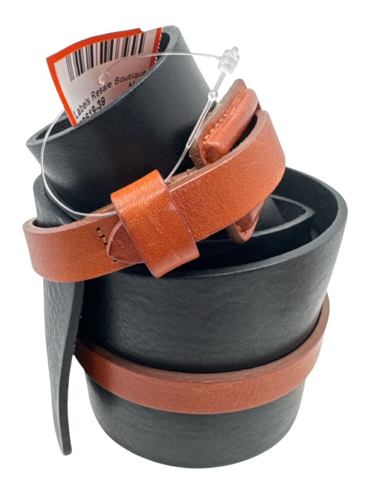 Lafayette 148 Black & Brown Leather Wide Rectangle buckle Belts Black & Brown / XL