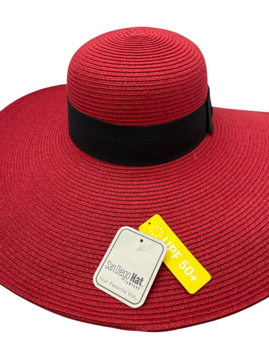 San Diego Hat Co. Red Straw Wide Sun Hat Woven Hat Red / One Size