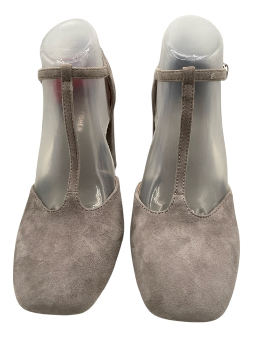 Marc Fisher Shoe Size 9 Grey Suede Mary Jane Block Heel Ankle Strap Pumps Grey / 9