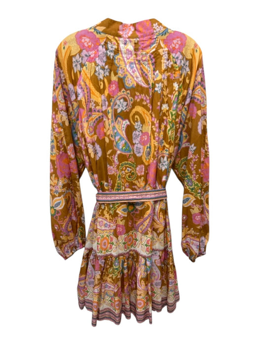 Antonio Melani Size 16 Orange, Purple, Multi Cotton floral print Button Up Dress Orange, Purple, Multi / 16