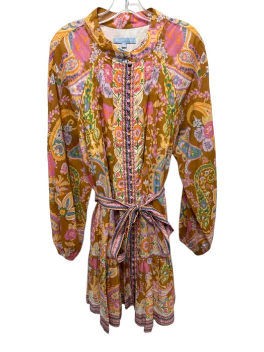 Antonio Melani Size 16 Orange, Purple, Multi Cotton floral print Button Up Dress Orange, Purple, Multi / 16