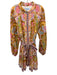 Antonio Melani Size 16 Orange, Purple, Multi Cotton floral print Button Up Dress Orange, Purple, Multi / 16