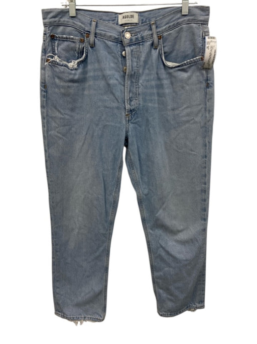 Agolde Size 30 Light Wash Cotton Blend Distressed Button Fly High Rise Jeans Light Wash / 30