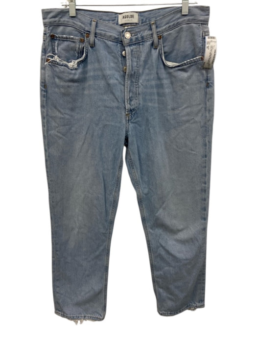 Agolde Size 30 Light Wash Cotton Blend Distressed Button Fly High Rise Jeans Light Wash / 30