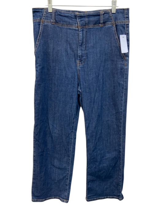 Pilcro Size 32 Medium Wash Cotton Blend High Rise Zip & Hook Straight Leg Jeans Medium Wash / 32