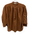 Rebecca Taylor Size XS Brown Cotton Short Puff Sleeve Pleated Buttons Blouse Top Brown / XS