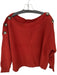 525 Size L Rust Cotton Long Sleeve Knit Boat Neck Shoulder Buttons Sweater Rust / L