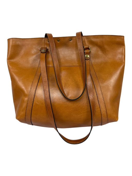 Patricia Nash Carmel Brown Leather Gold hardware Lock Clasp Tote Notebook Bag Carmel Brown
