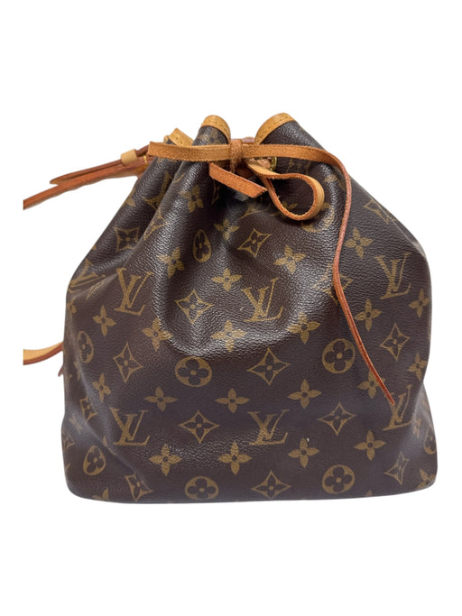 Louis Vuitton Brown Print Coated Canvas Monogram bucket Tie Top Bag Brown Print